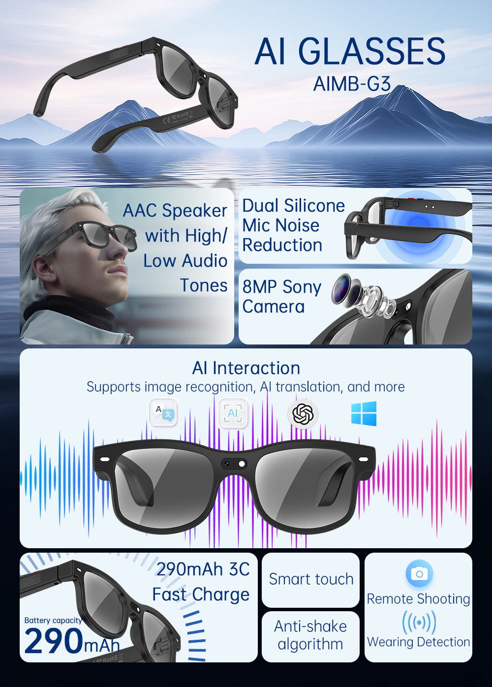 AI Smart Bluetooth Sunglasses with 8MP Camera - Image 6
