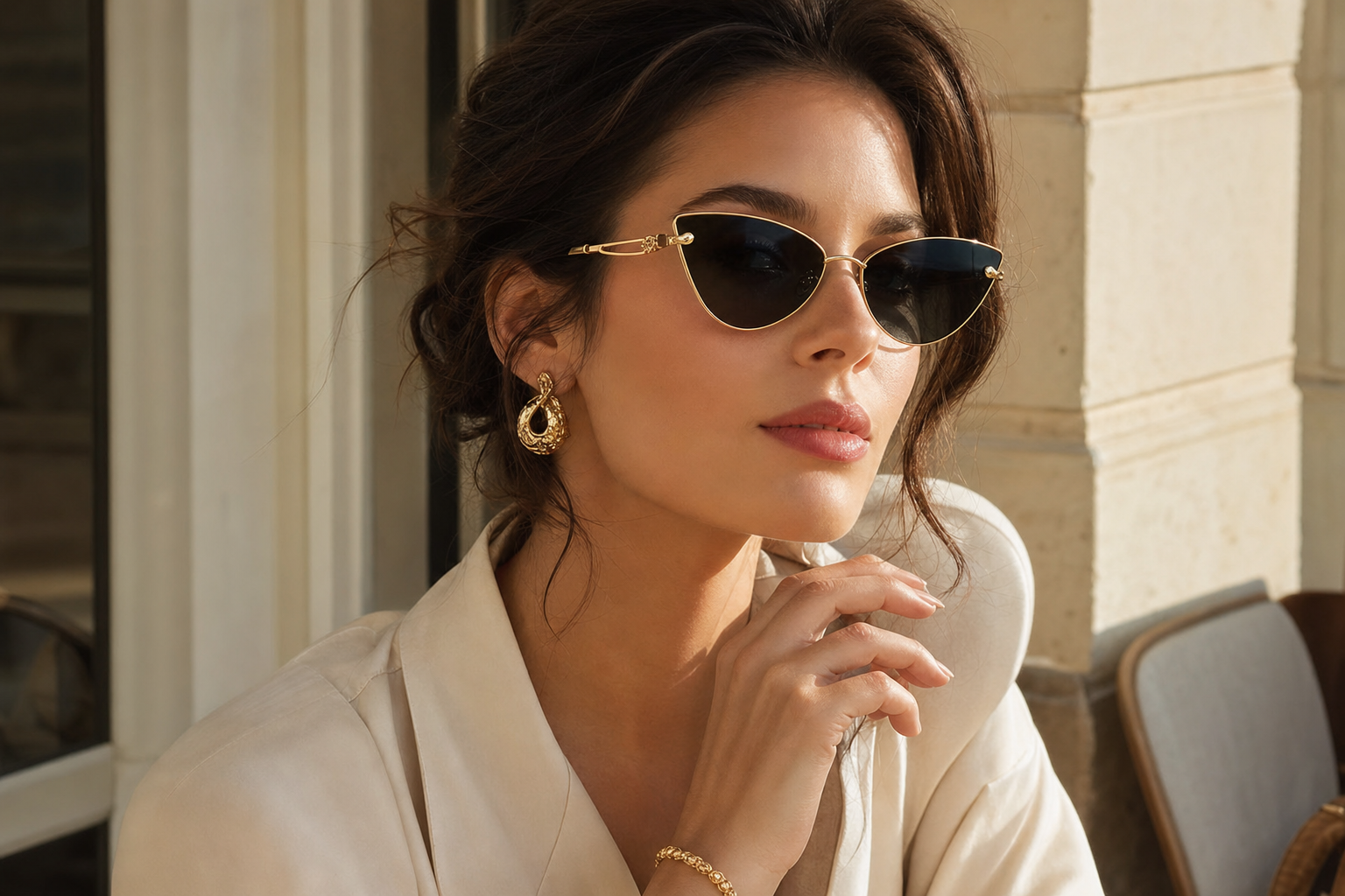 Retro Cat-Eye Sunglasses — Gold Frame Edition