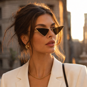 Triangle Cat-Eye Sunglasses — Metal Frame