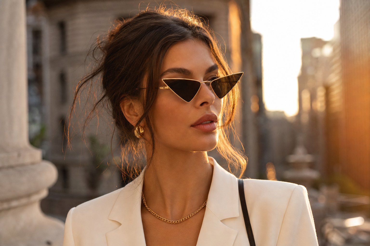 Triangle Cat-Eye Sunglasses — Metal Frame